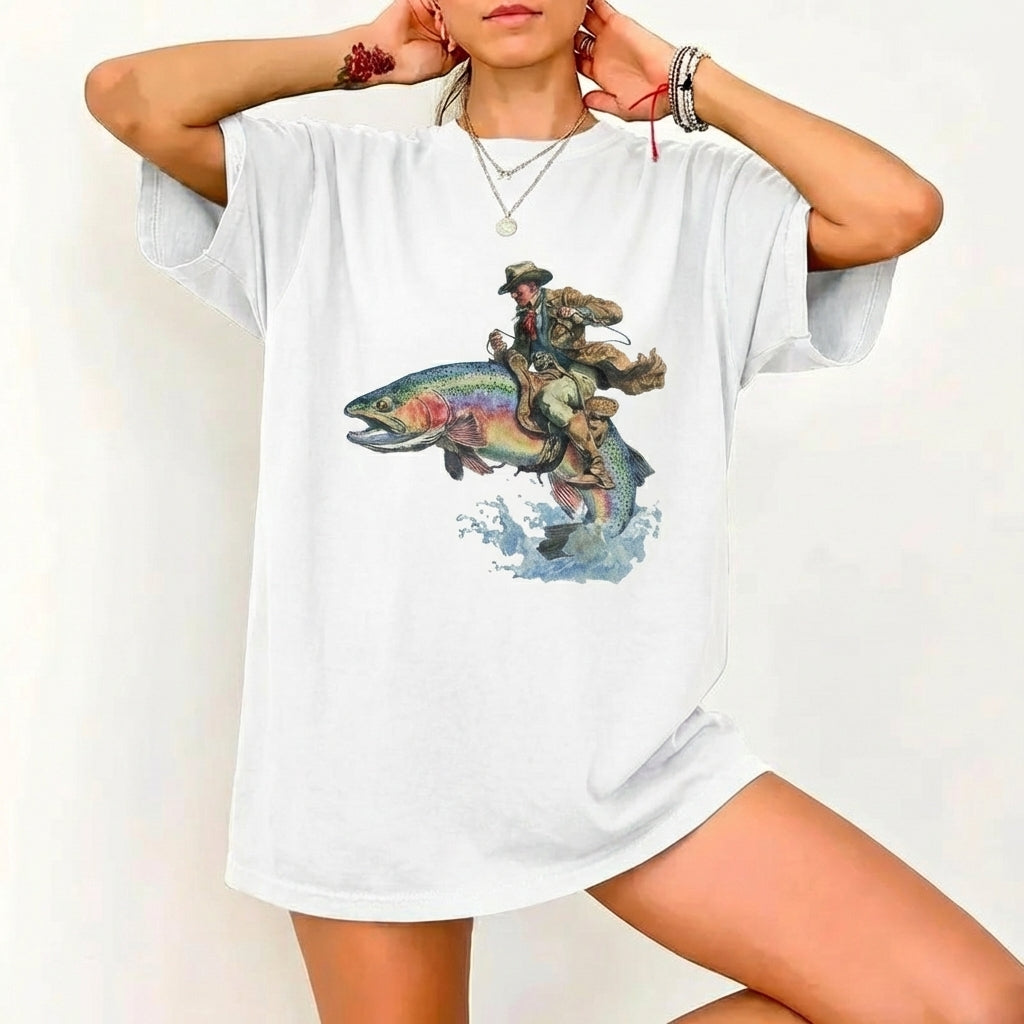 Vintage Cowboy Trout Fishing – Tee, Crewneck & Hoodie