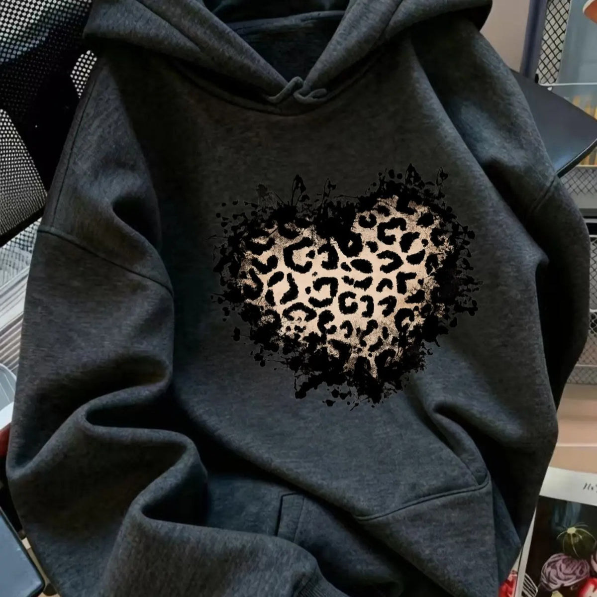 Vintage Distressed Leopard Heart – Tee, Crewneck & Hoodie