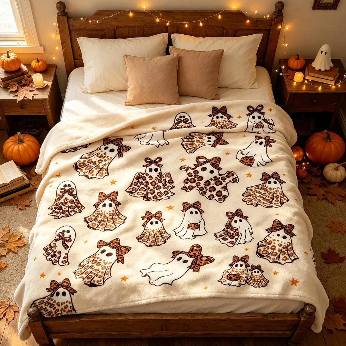 Cheetah Ghost Halloween Flannel Blankets