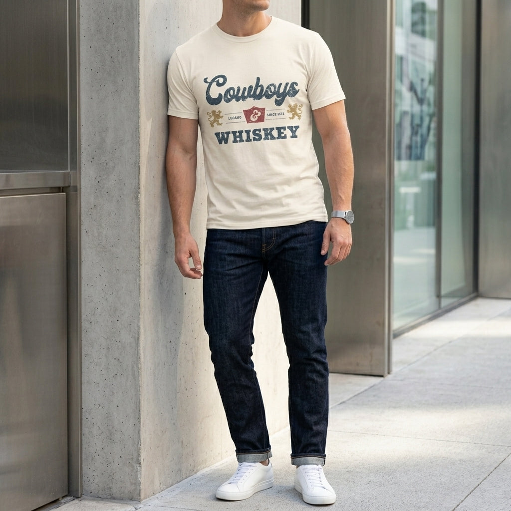 Vintage Cowboys And Whiskey – Tee, Crewneck & Hoodie