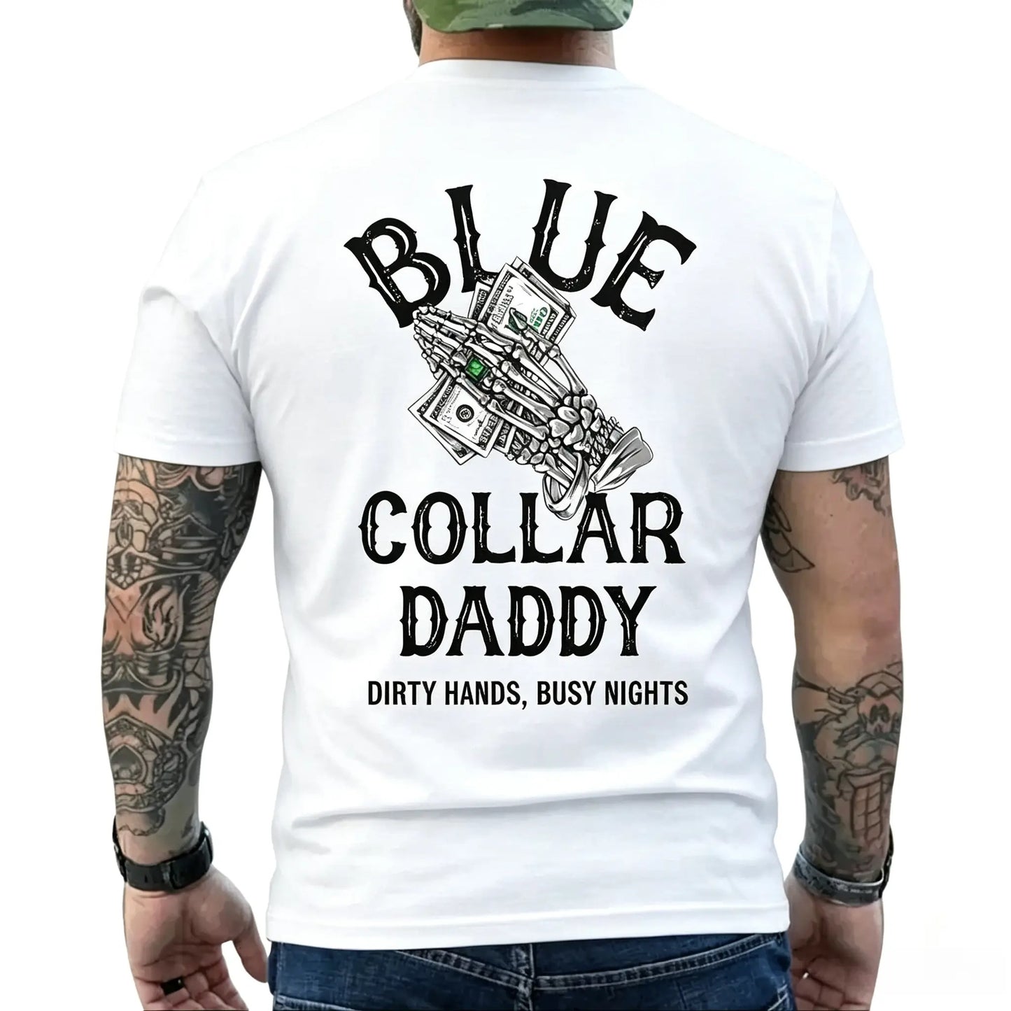 Blue Collar Daddy Dirty Hands Busy Nights – Tee, Crewneck & Hoodie