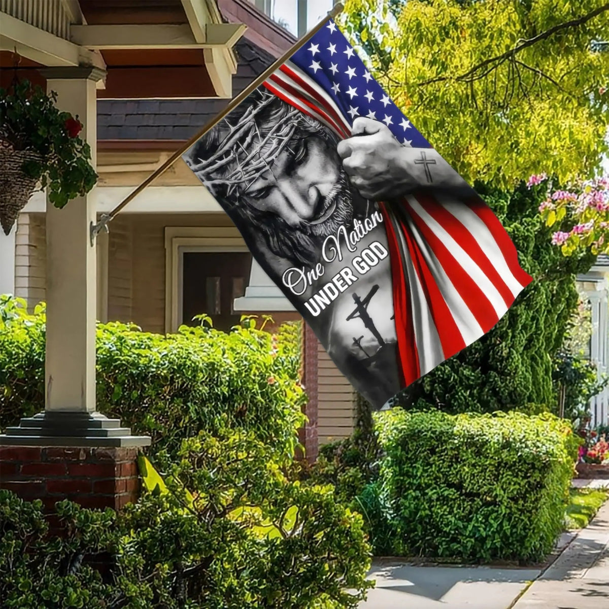 One Nation Under God Christian Jesus Flag
