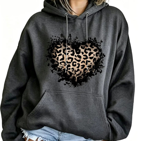 Vintage Distressed Leopard Heart – Tee, Crewneck & Hoodie