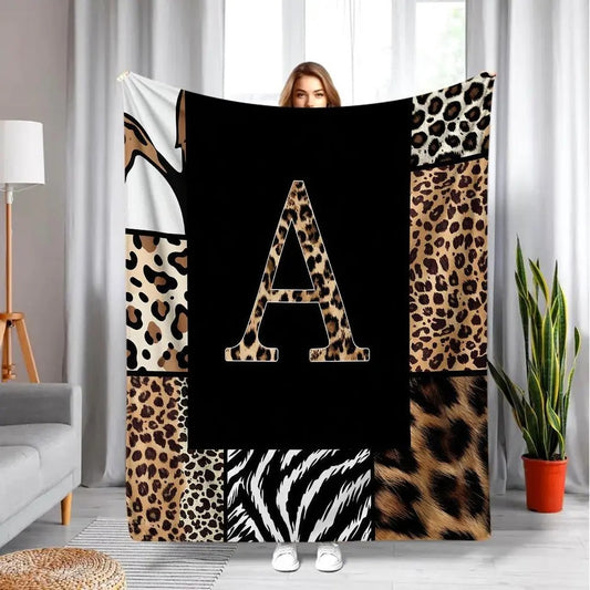 Leopard Alphabet Personalized Flannel Blanket