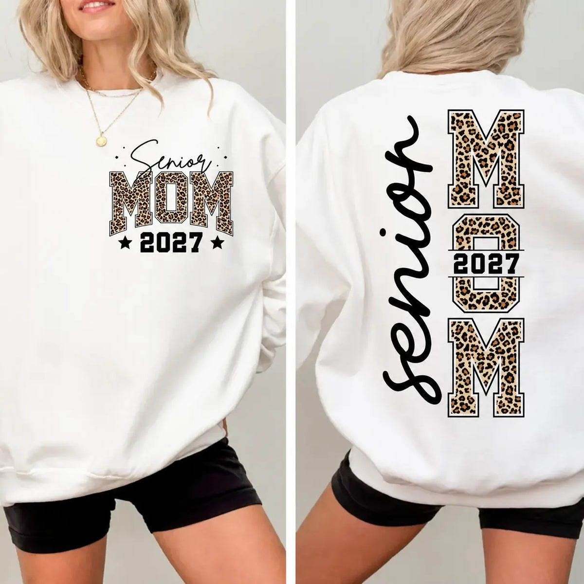 Senior Mom 2027 Leopard Print Graduation – Tee, Crewneck & Hoodie