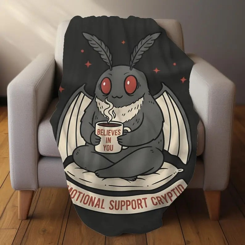 Mothman Cryptid Design Flannel Blanket