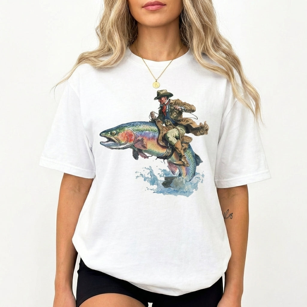Vintage Cowboy Trout Fishing – Tee, Crewneck & Hoodie