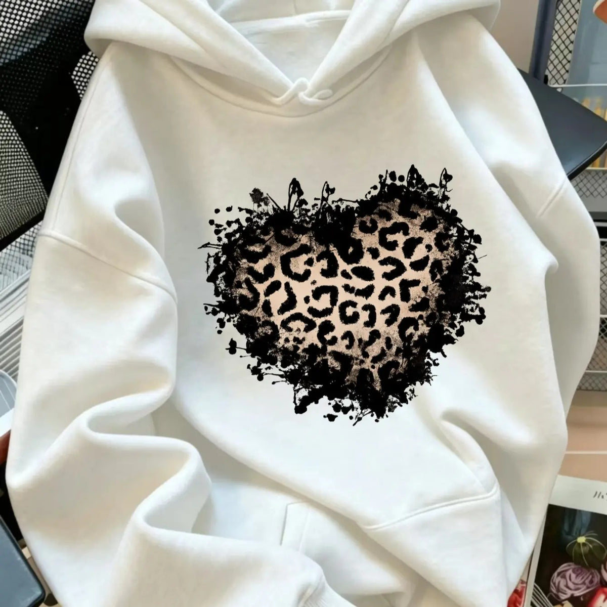 Vintage Distressed Leopard Heart – Tee, Crewneck & Hoodie