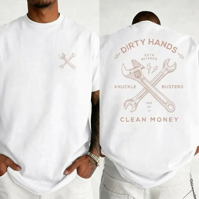 Dirty Hands Clean Money Humor Graphic – Tee, Crewneck & Hoodie