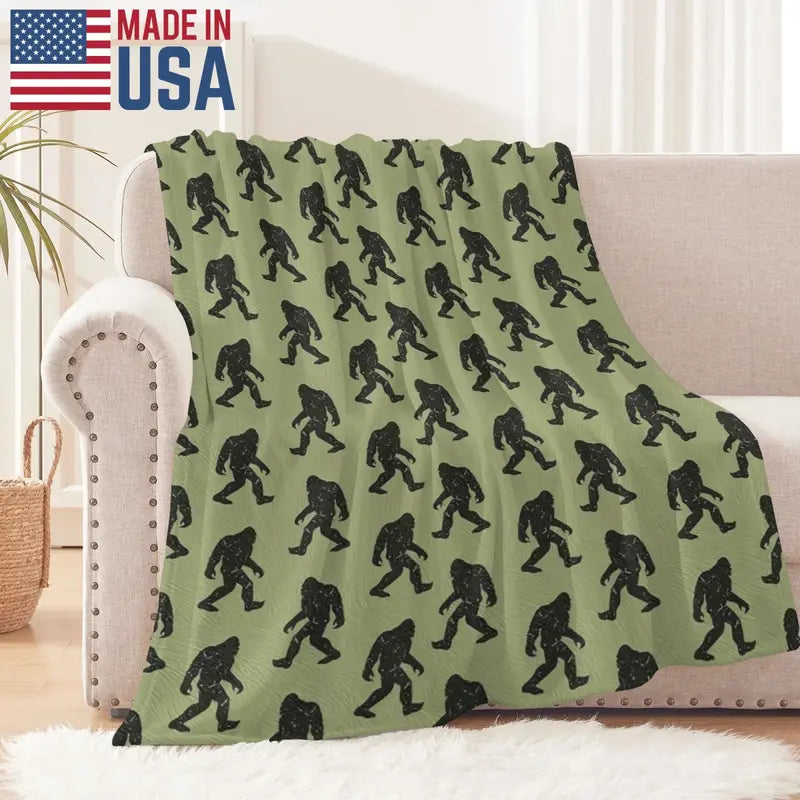 Funny BigFoot Sasquatch Flannel Blanket