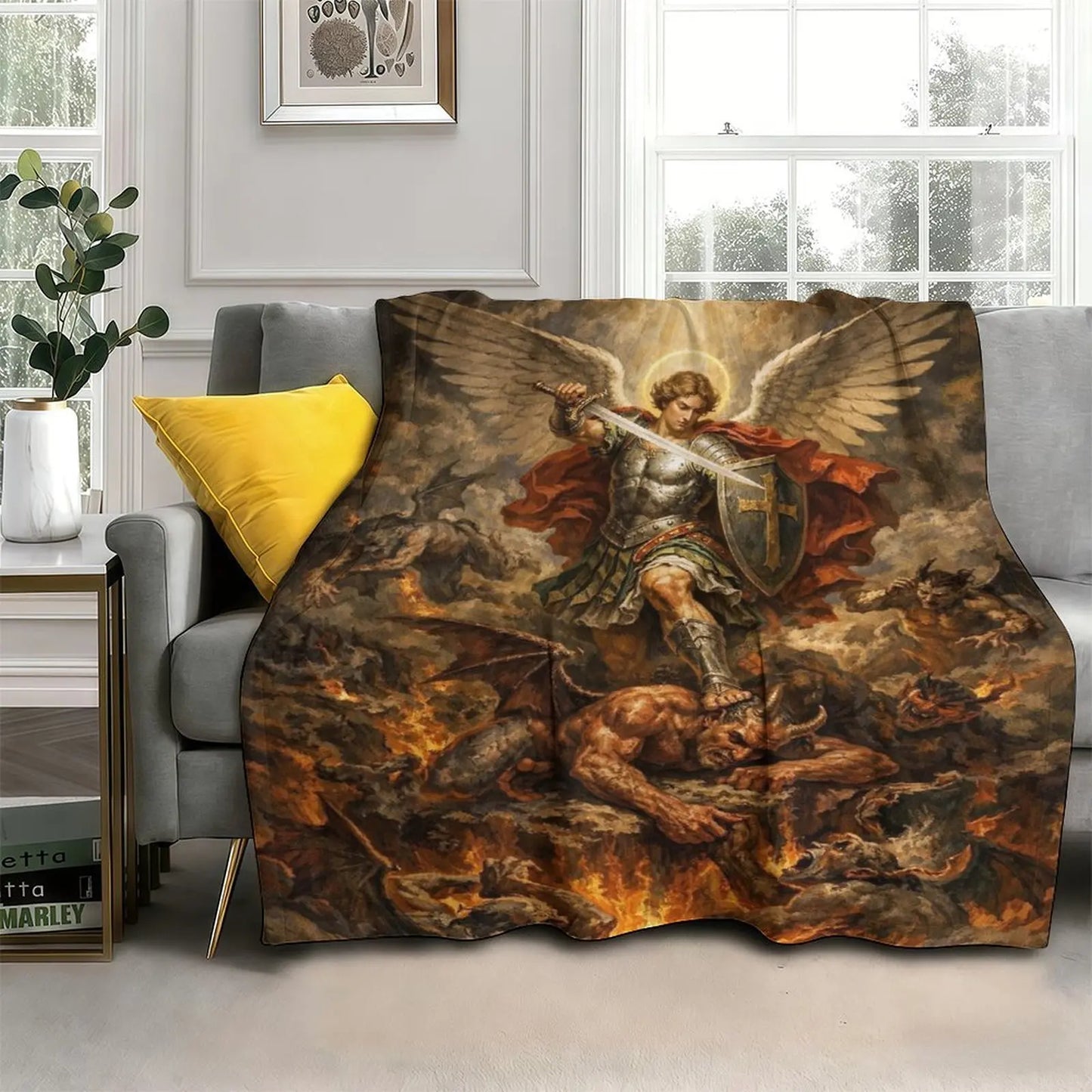 Archangel Michael Protector Flannel Blanket