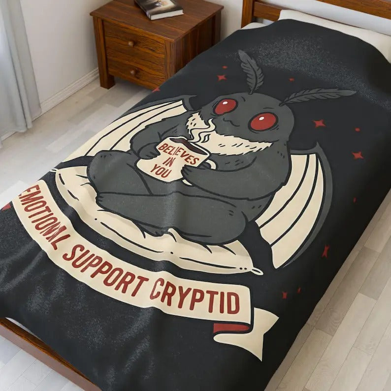 Mothman Cryptid Design Flannel Blanket