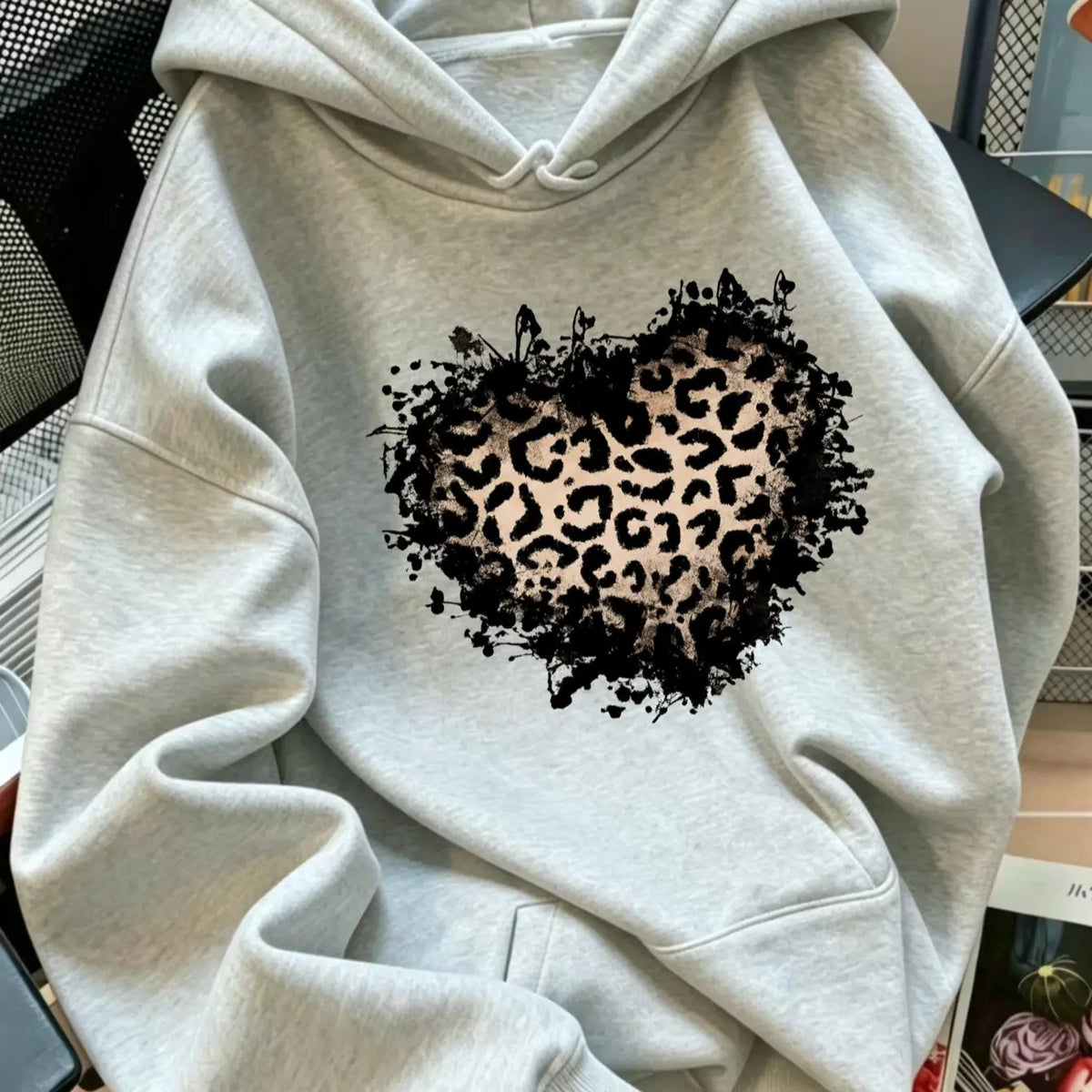 Vintage Distressed Leopard Heart – Tee, Crewneck & Hoodie