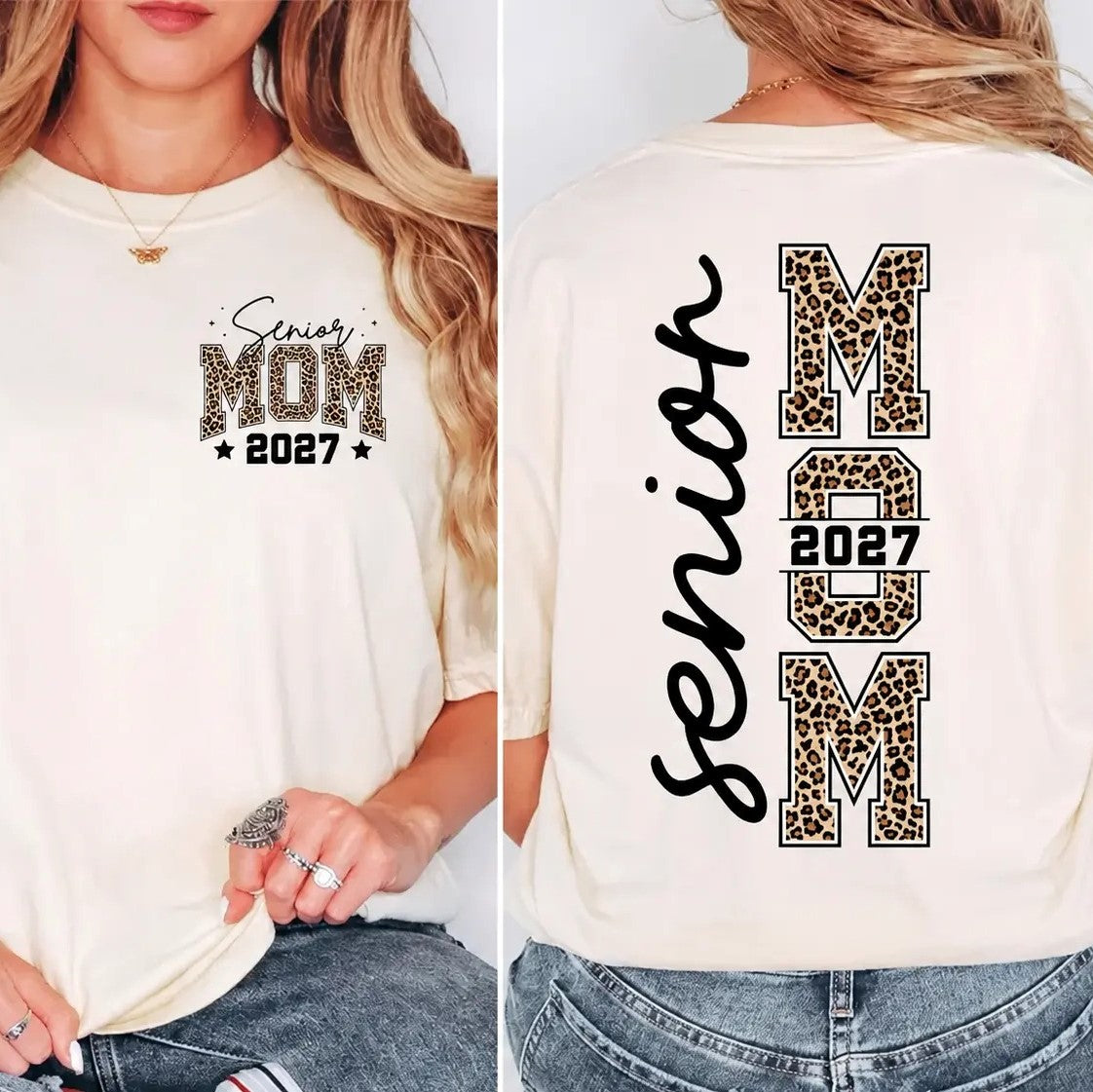 Senior Mom 2027 Leopard Print Graduation – Tee, Crewneck & Hoodie