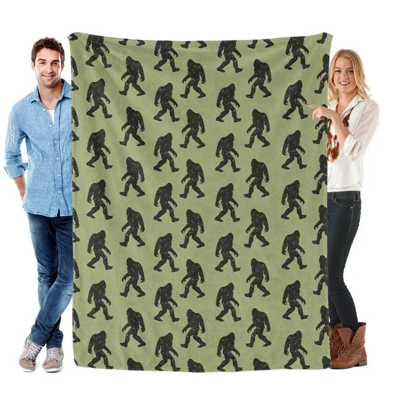 Funny BigFoot Sasquatch Flannel Blanket