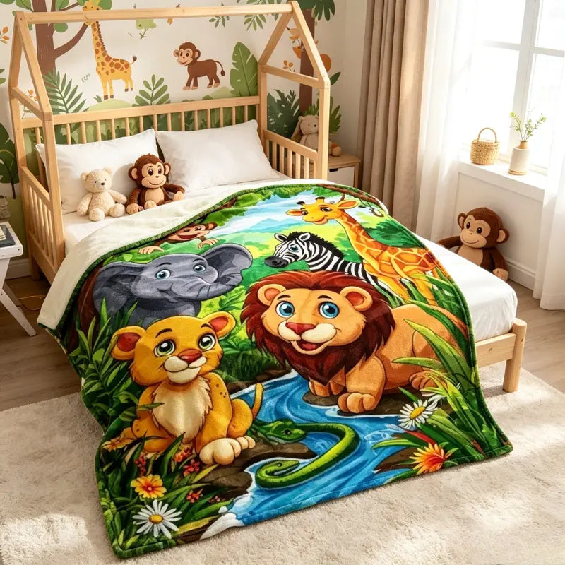 Jungle Safari Animals Flannel Blanket
