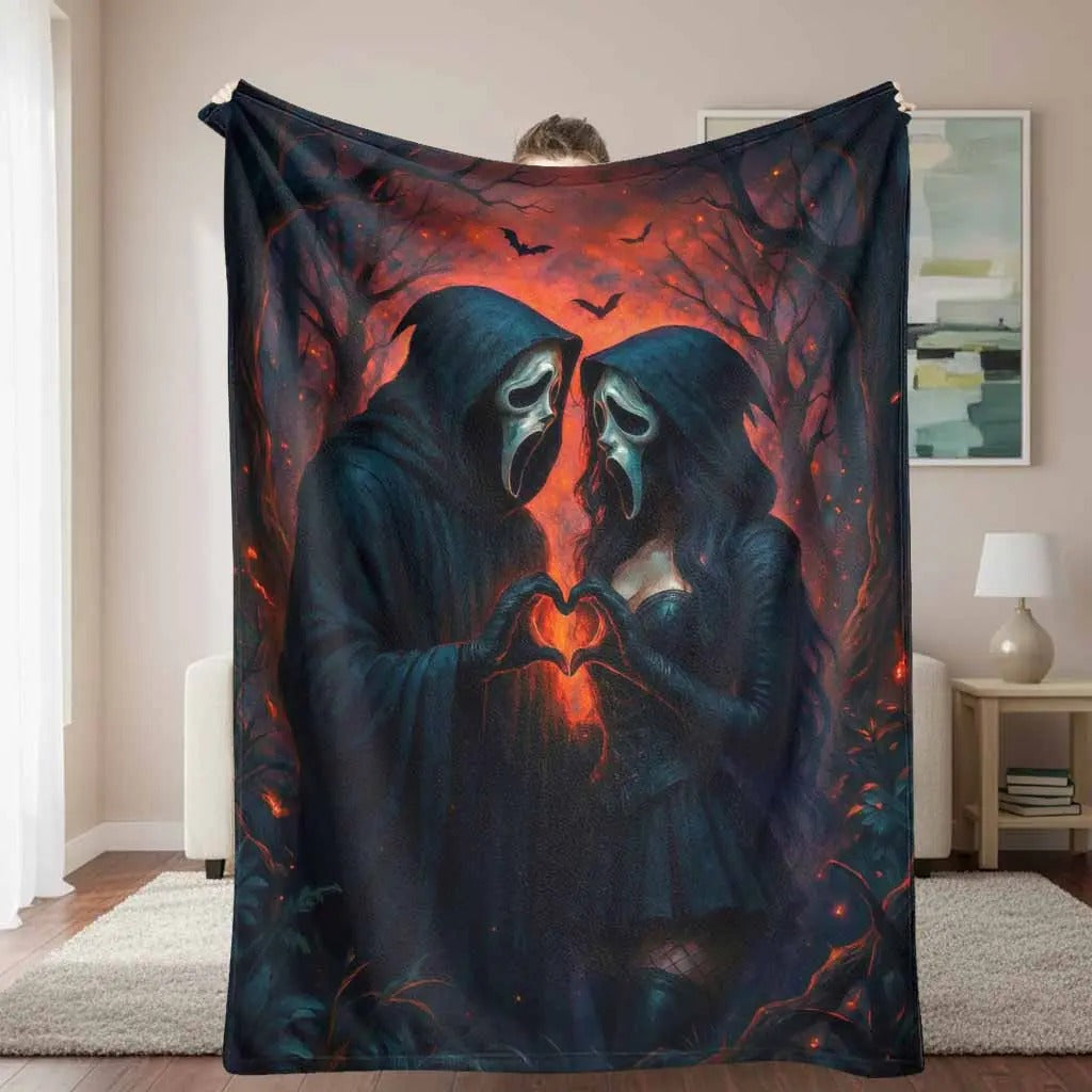 Skeleton Couple Dark Romance Flannel Blanket