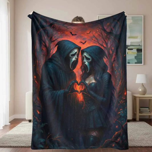 Skeleton Couple Dark Romance Flannel Blanket