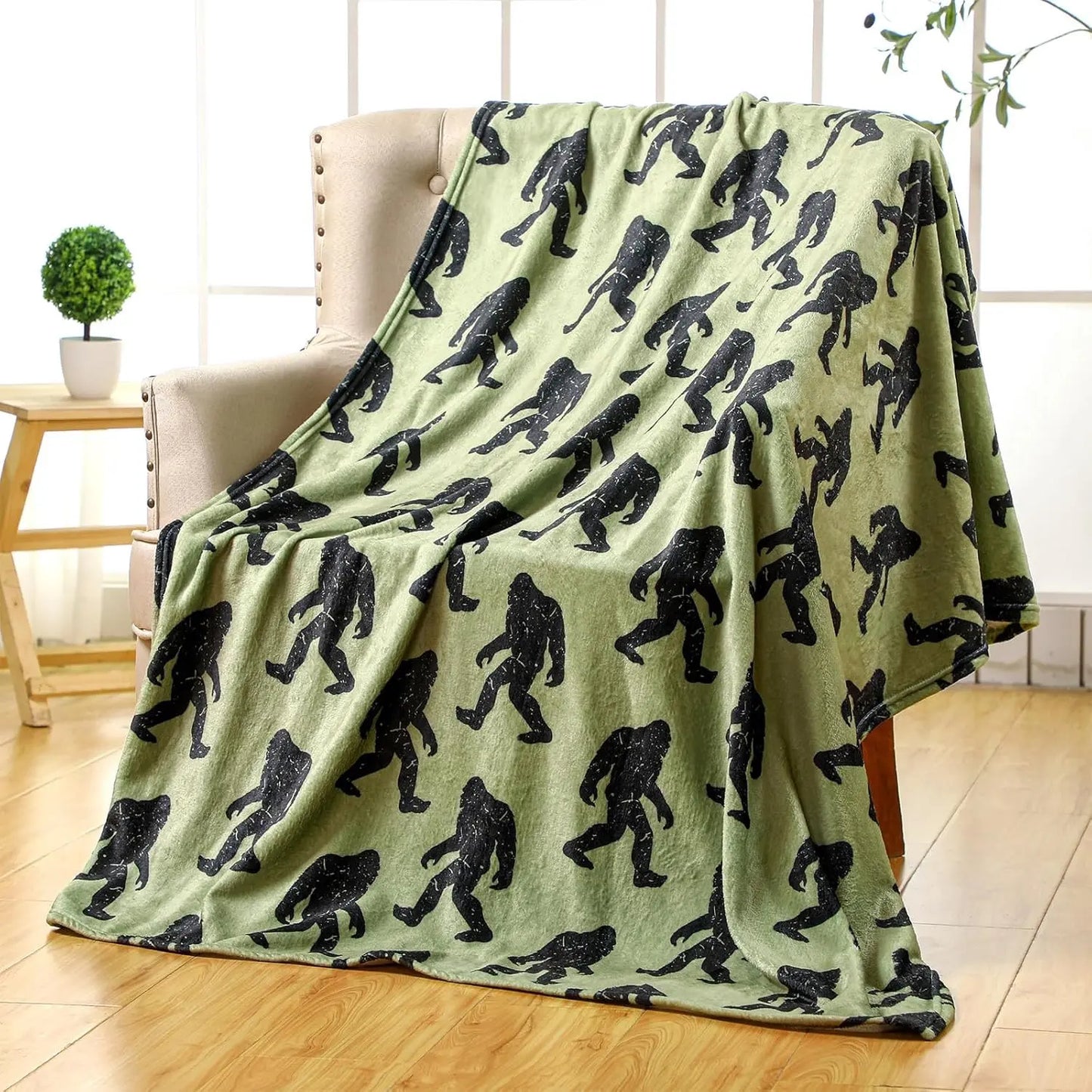 Funny BigFoot Sasquatch Flannel Blanket