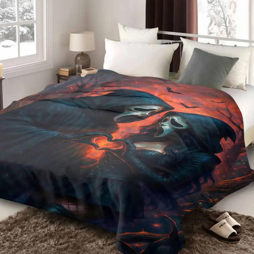 Skeleton Couple Dark Romance Flannel Blanket