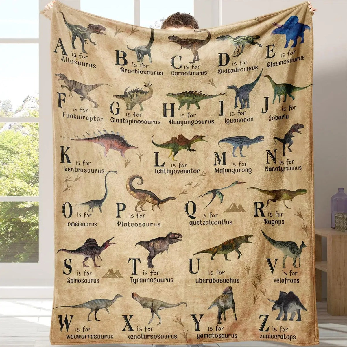 Prehistoric Dinosaur Species Chart Flannel Blanket