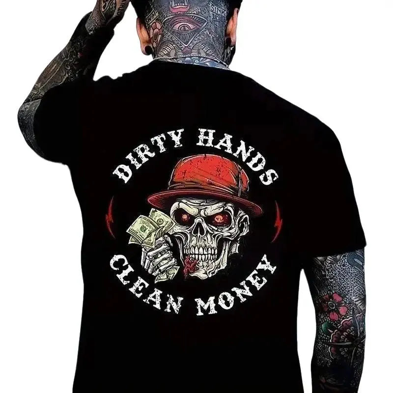 Dirty Hands Clean Money Vintage Skull – Tee, Crewneck & Hoodie