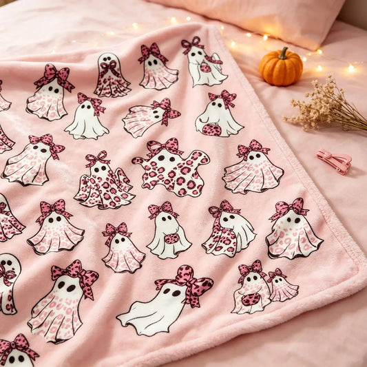 Cheetah Ghost Halloween Flannel Blankets