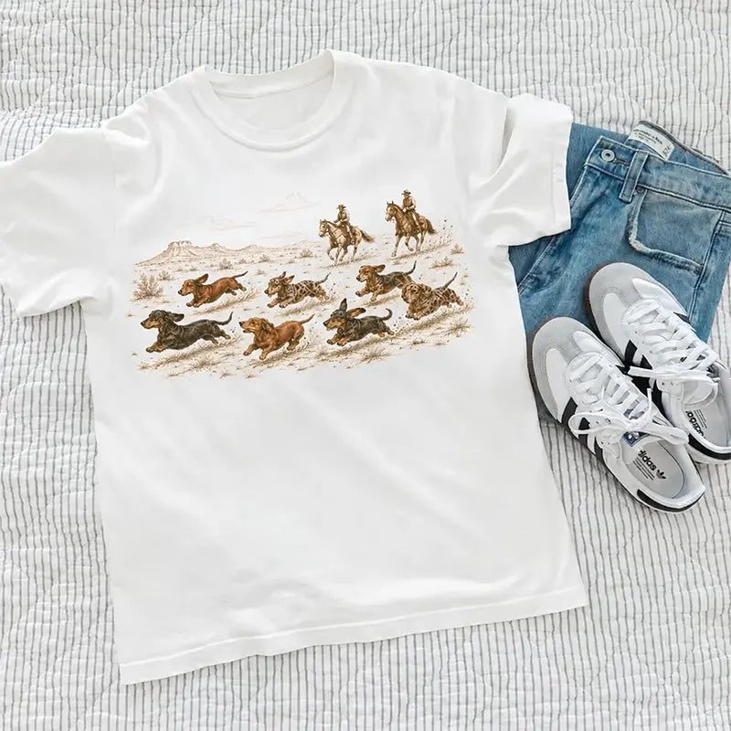 Vintage Western Cowboy Dachshund – Tee, Crewneck & Hoodie