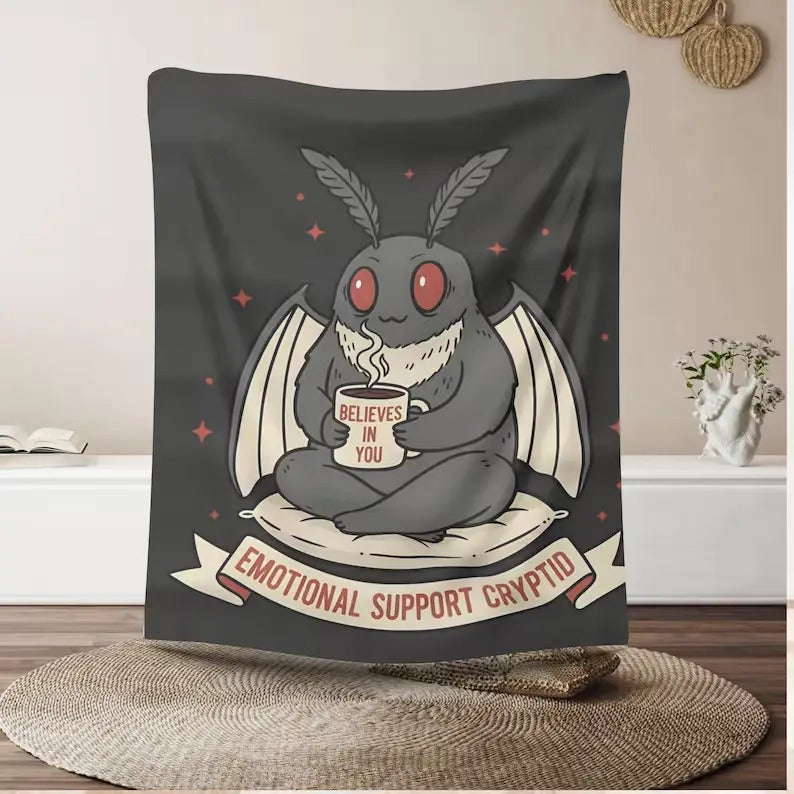 Mothman Cryptid Design Flannel Blanket
