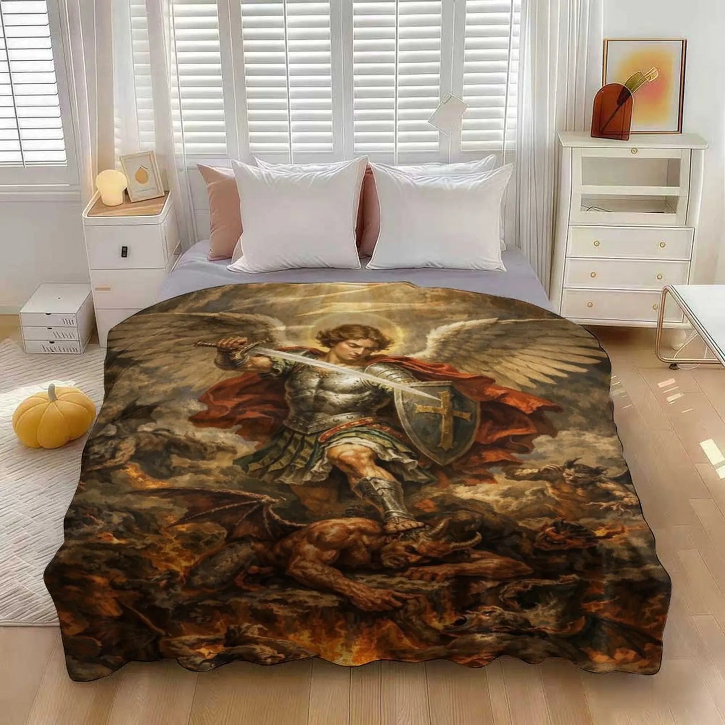 Archangel Michael Protector Flannel Blanket