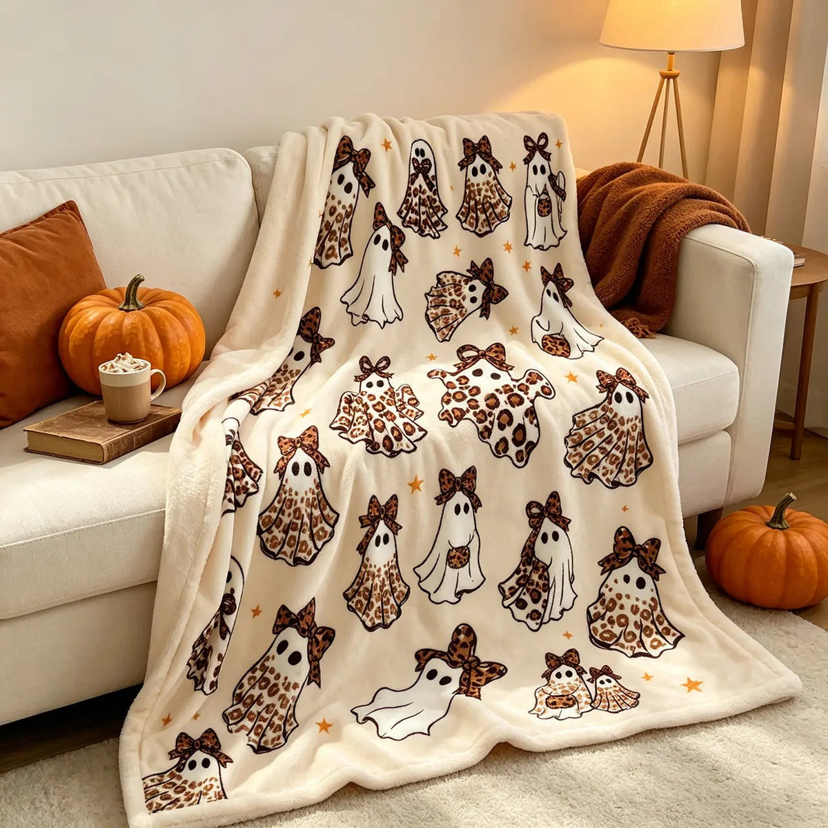 Cheetah Ghost Halloween Flannel Blankets