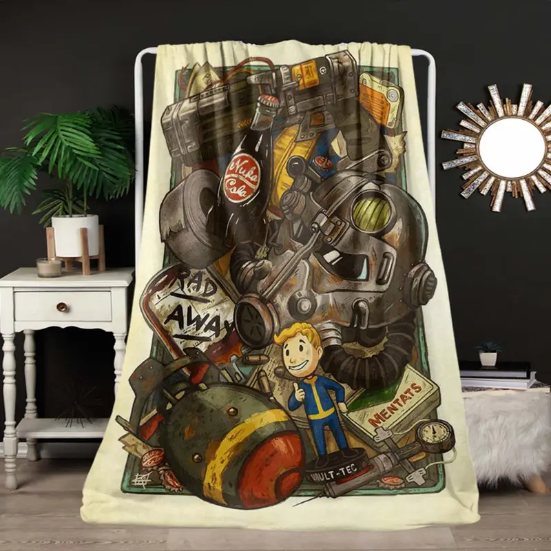 Fallout Themed Printed Flannel Blanket