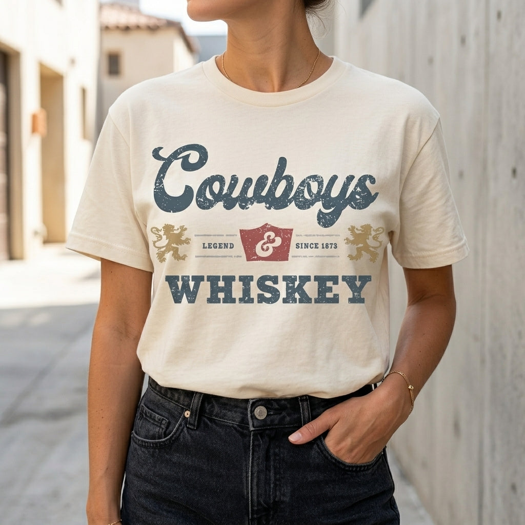 Vintage Cowboys And Whiskey – Tee, Crewneck & Hoodie
