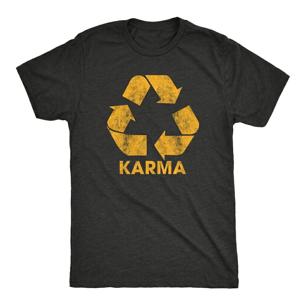 Karma Recycler Funny Motivational Positivity Universe Graphic – Tee, Crewneck & Hoodie