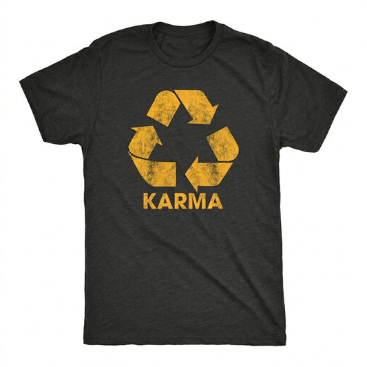 Karma Recycler Funny Motivational Positivity Universe Graphic – Tee, Crewneck & Hoodie