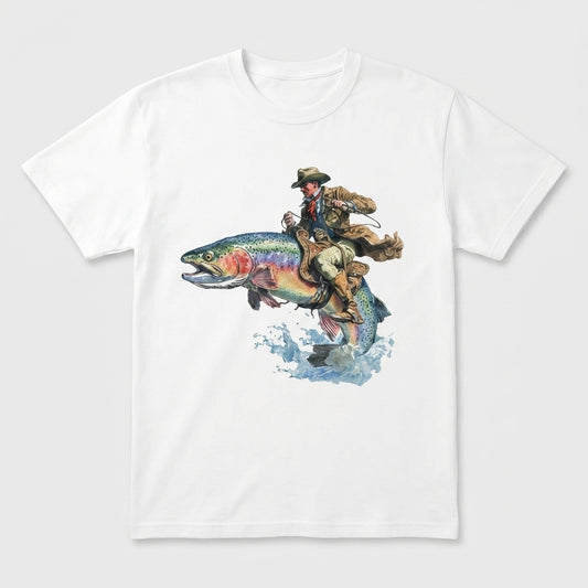 Vintage Cowboy Trout Fishing – Tee, Crewneck & Hoodie