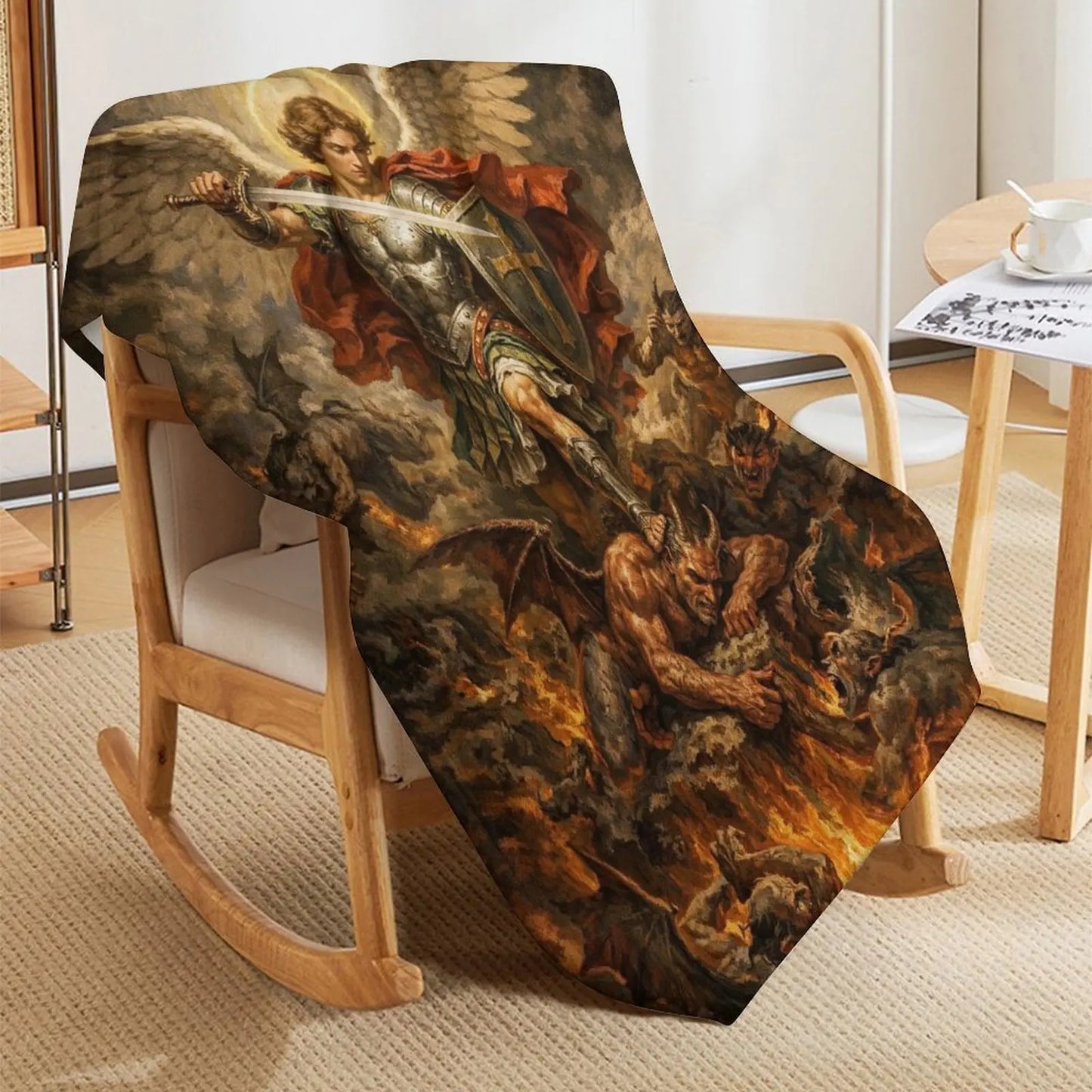 Archangel Michael Protector Flannel Blanket
