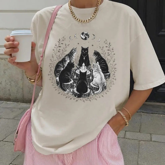 Cat Coven Witchy Moon Phase – Tee, Crewneck & Hoodie