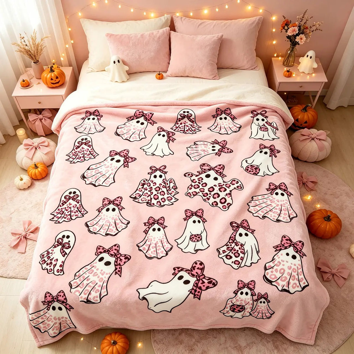 Cheetah Ghost Halloween Flannel Blankets