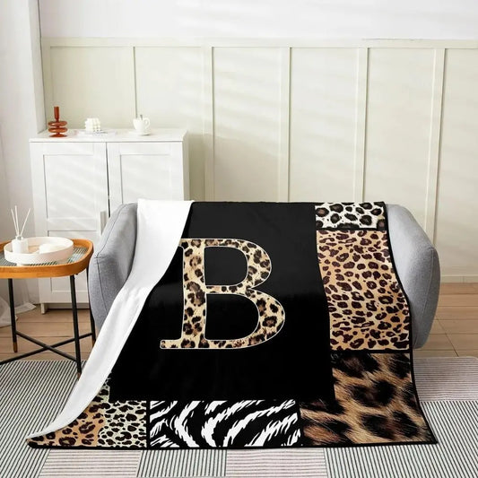 Leopard Alphabet Personalized Flannel Blanket