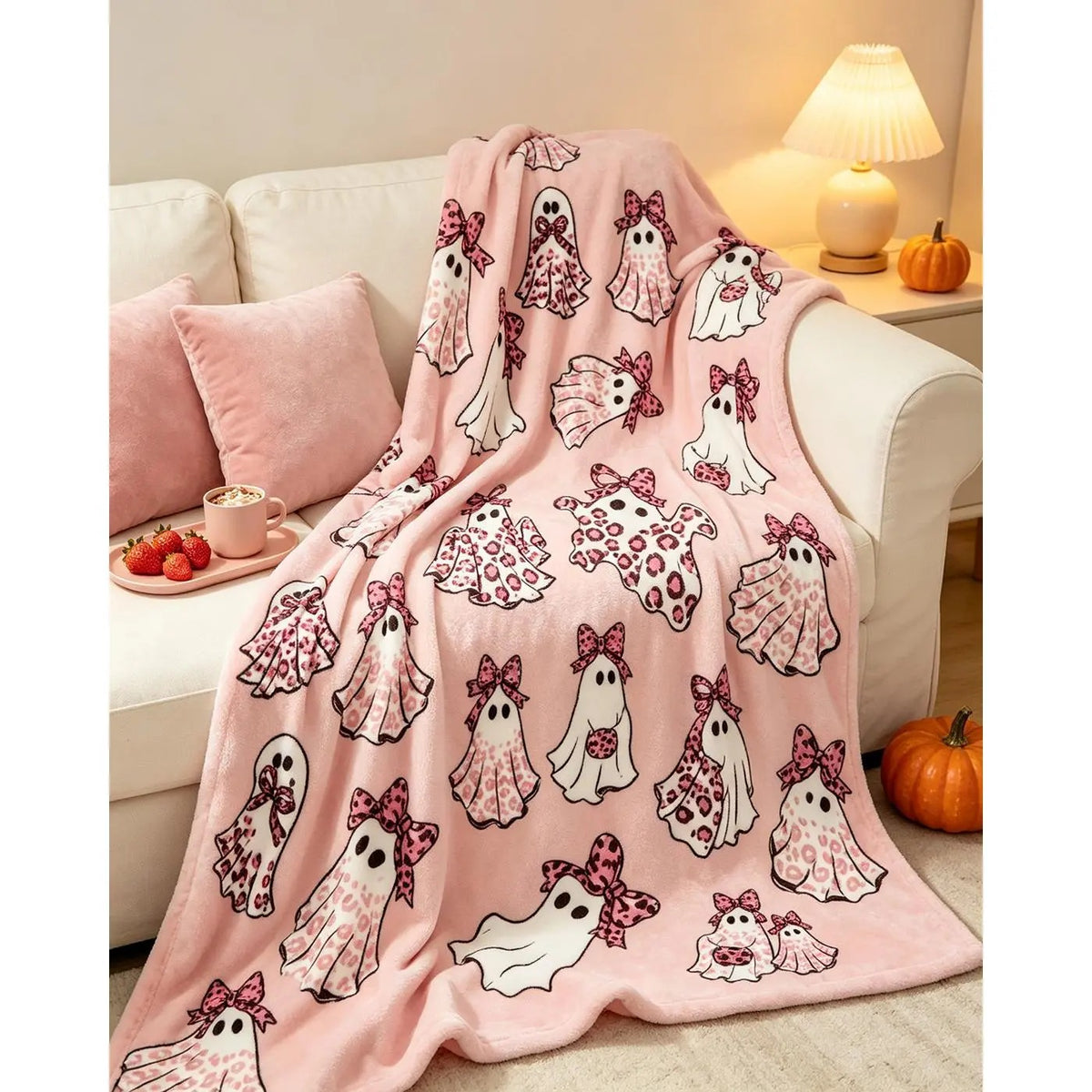 Cheetah Ghost Halloween Flannel Blankets