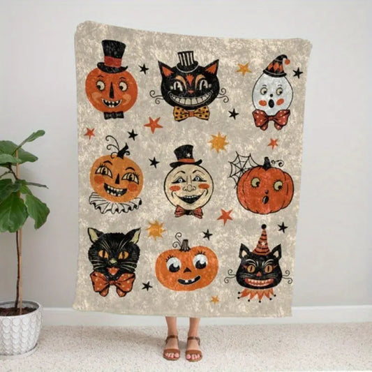 Black Cat Halloween Flannel Blanket