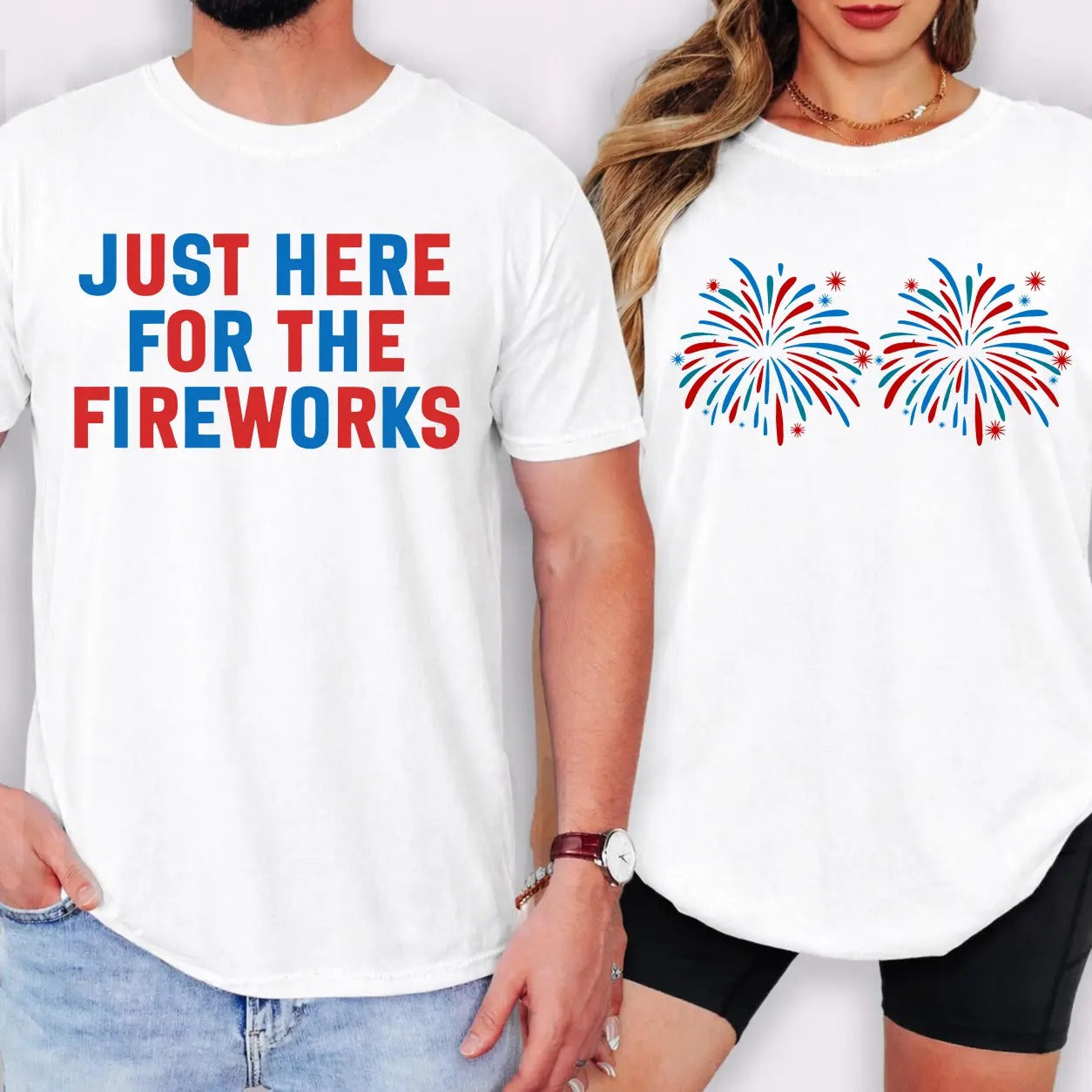 Funny Couples Fourth Of July Fireworks – Tee, Crewneck & Hoodie