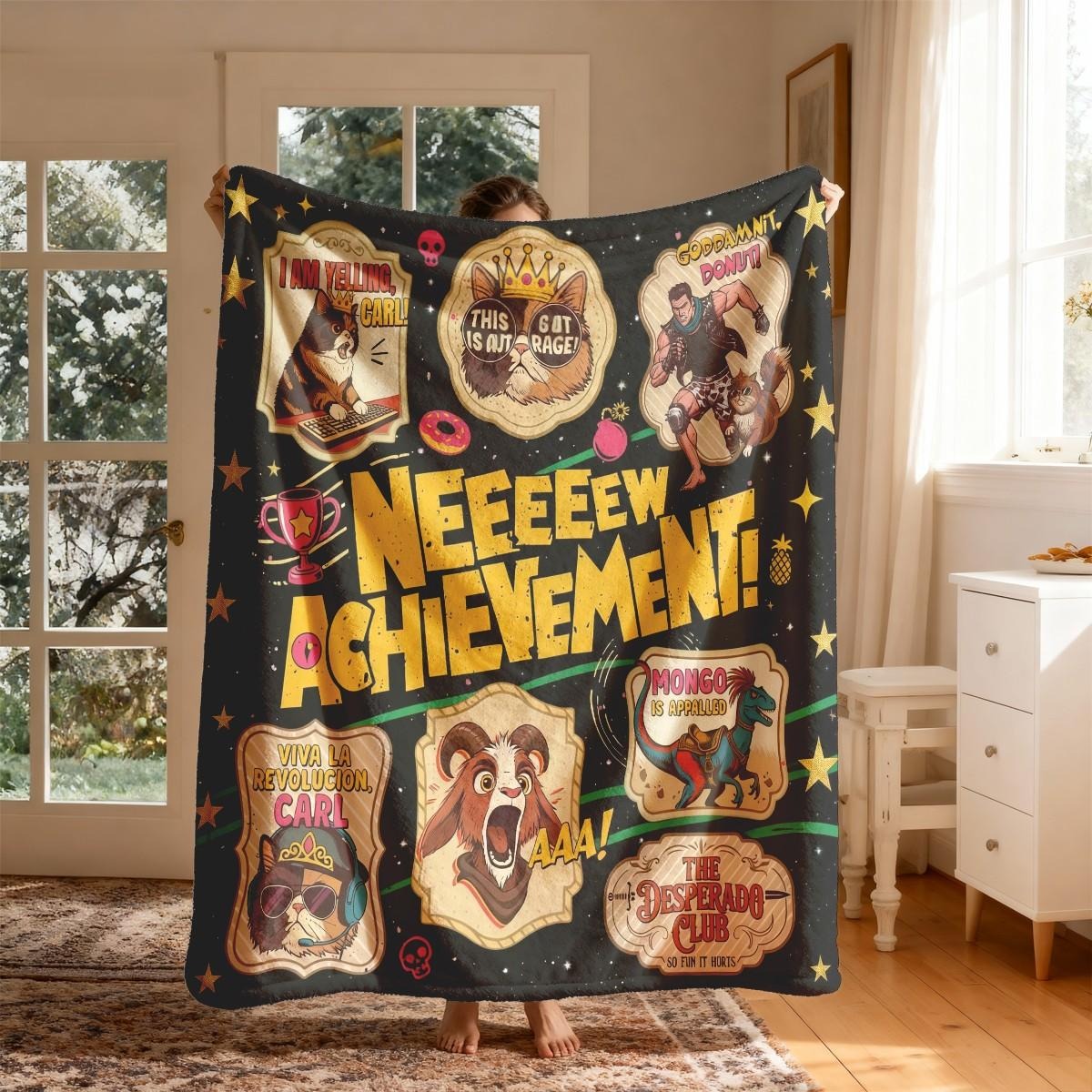 Dungeon Crawler Carl Slogan Print Flannel Blanket