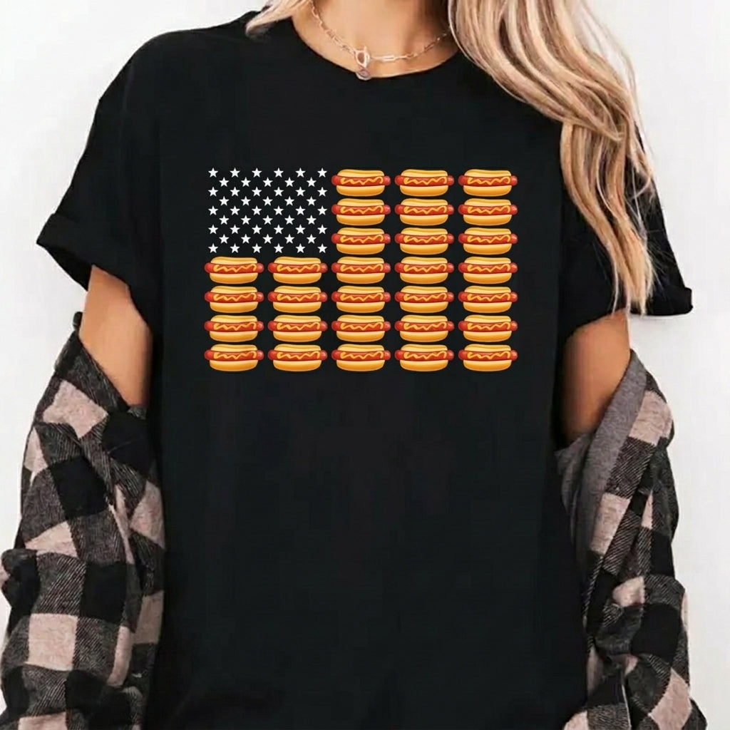 Hot Dog American Flag – Tee, Crewneck & Hoodie