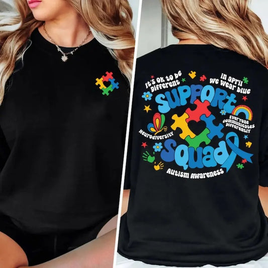 Autism Awareness  Family Autism Support Squad – Tee, Crewneck & Hoodie