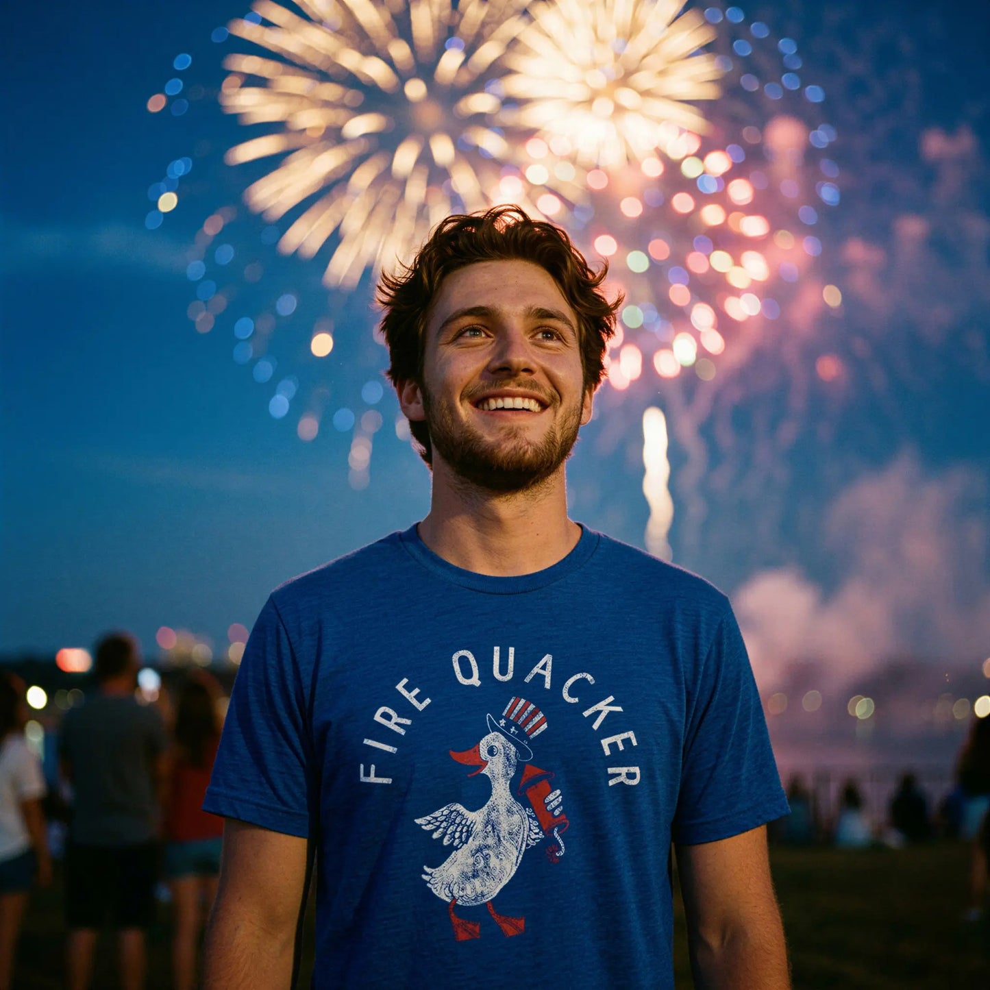 Fire Quacker Funny Duck Fireworks Joke Graphic – Tee, Crewneck & Hoodie