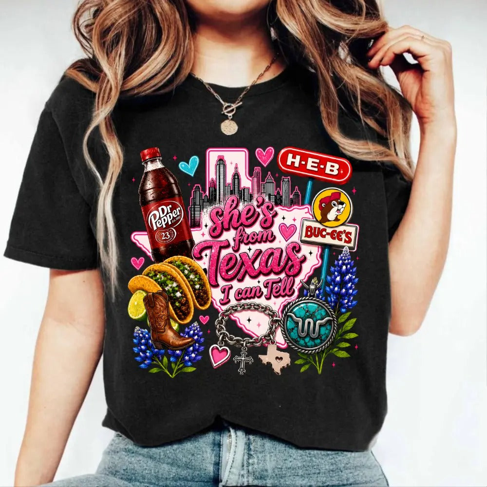 She's From Texas I Can Tell Vintage Texas Girl – Tee, Crewneck & Hoodie