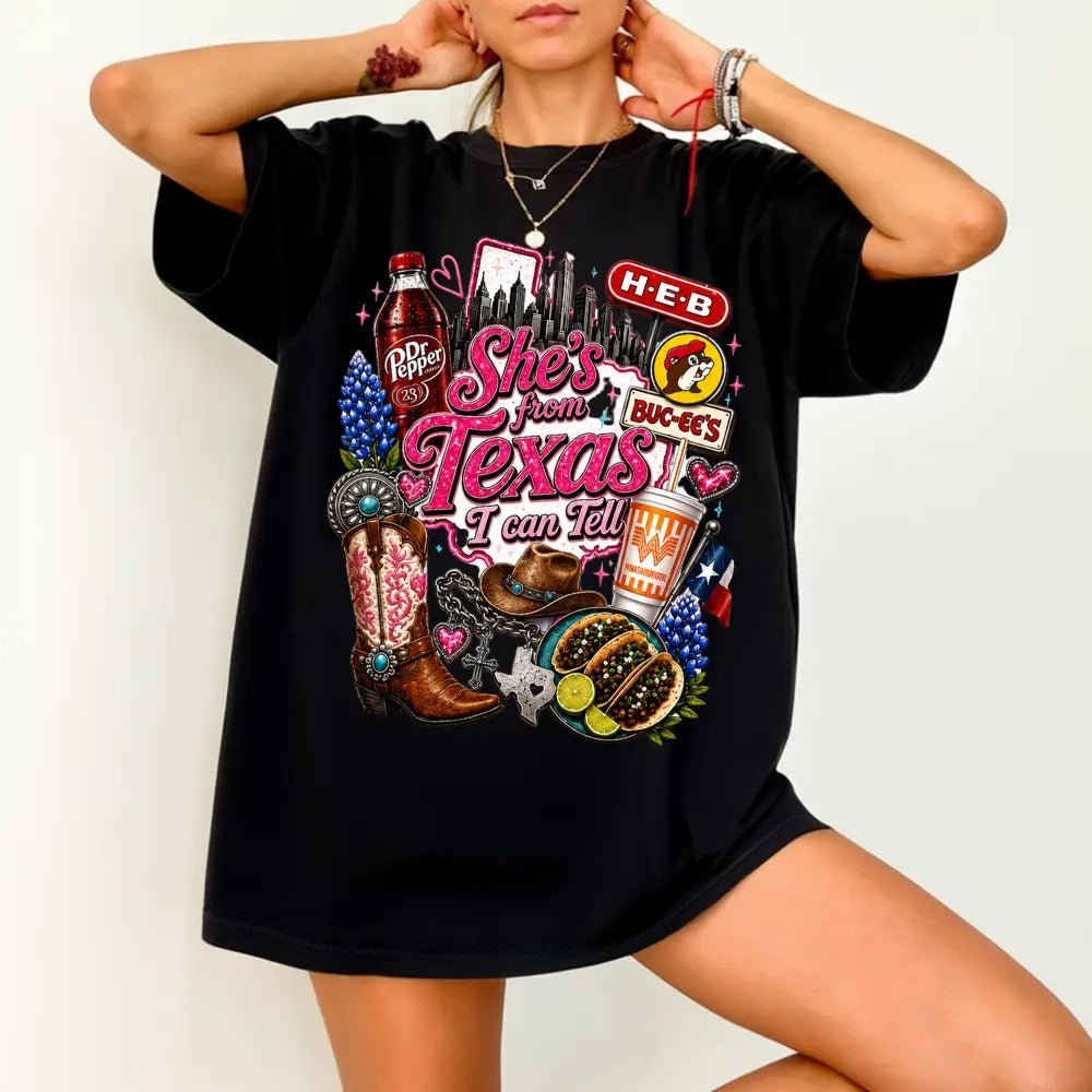 She's From Texas I Can Tell Vintage Texas Girl – Tee, Crewneck & Hoodie