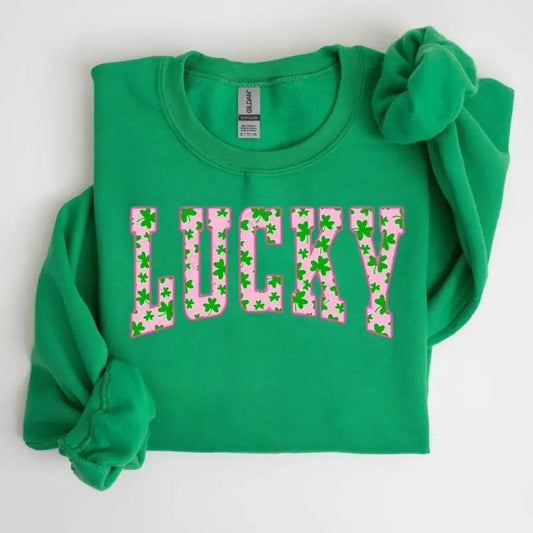 Lucky Clover Print With Green Shamrock Design – Tee, Crewneck & Hoodie